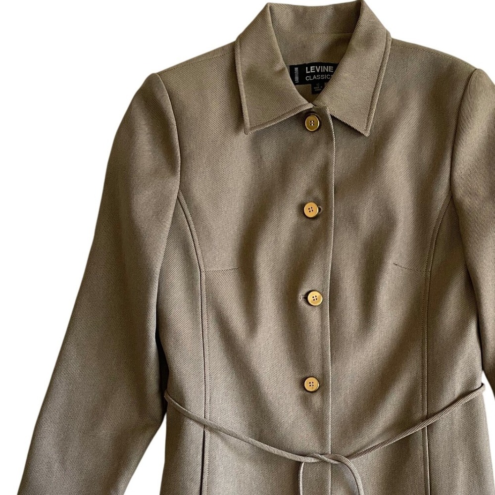 Larry Levine Classics Women's Tan Brown Belted Trench Coat - Size 10